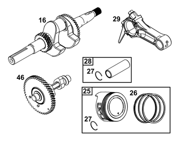 Crankshaft Group Diagram and Parts List for 130G32-0016-H5 100000 - 19Z999 Briggs and Stratton Engine